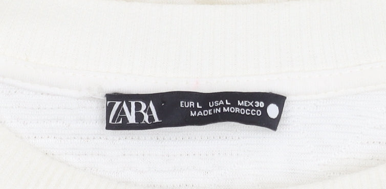 ZARA Women's Ivory Chunky-Knit Jumper, Size L