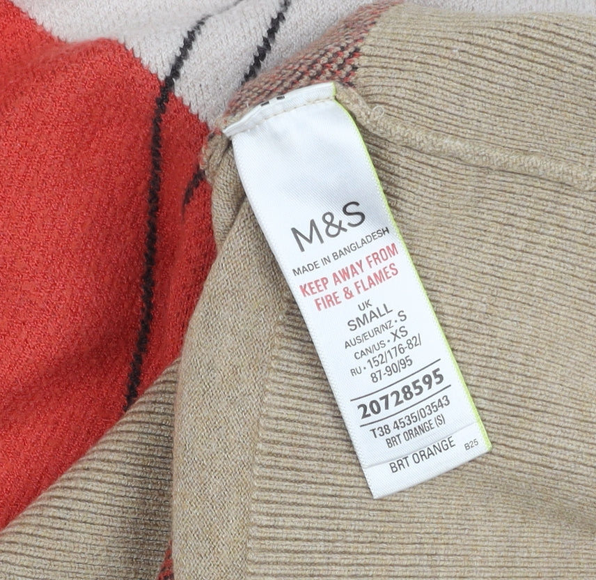 Marks & Spencer Women's Orange Argyle Jumper S