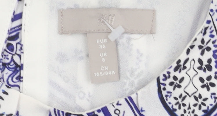 H&M Women's White Sleeveless Dress UK 8