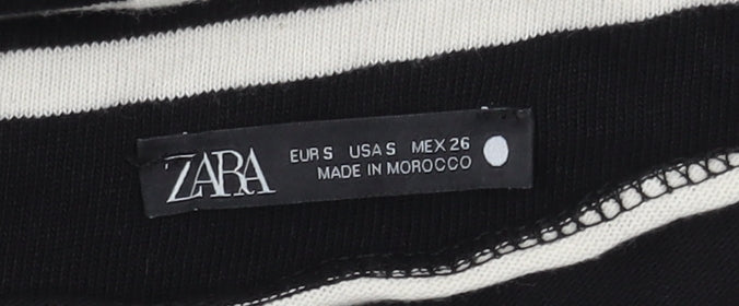 Zara Women's Striped Black Asymmetrical Top Size S