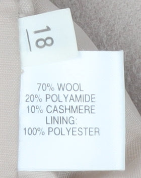 Selective Women's Beige Wool Blend Pea Coat Size 18