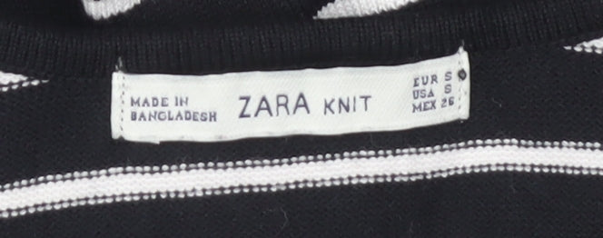 Zara Women Black Striped Slip Dress S Summer Casual
