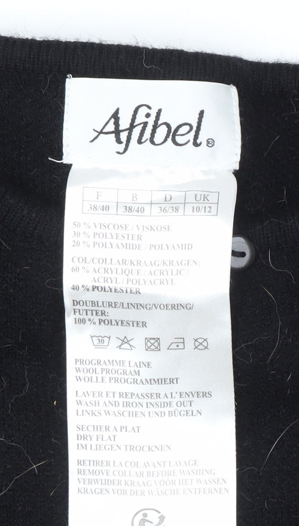 Afibel Women's Black Cape, Size 10/12, Embroidered Floral