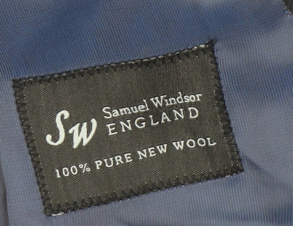 Samuel Windsor Men's Grey Wool Blazer, Size 42, Regular Fit