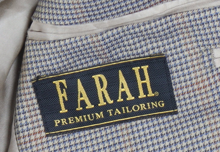 Farah Men's Multicoloured Checked Wool Blazer, Size 38R