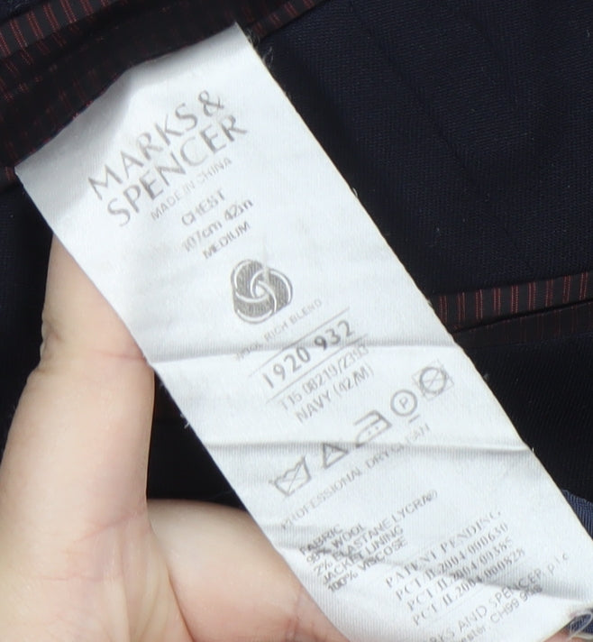 Marks & Spencer Men's Blue Wool Blazer, Size 42R