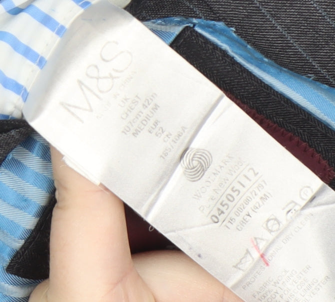 Marks & Spencer Men's Grey Striped Suit Jacket 42R