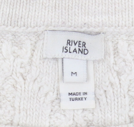 River Island Women's Ivory Cable-Knit Pullover Jumper M