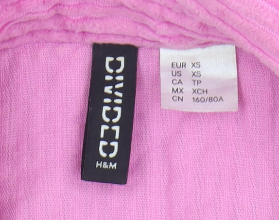 H&M Women's Pink Corduroy Button-Up Shirt XS