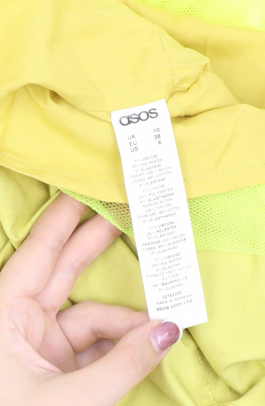 ASOS Women's Yellow A-Line One Shoulder Dress Size 10