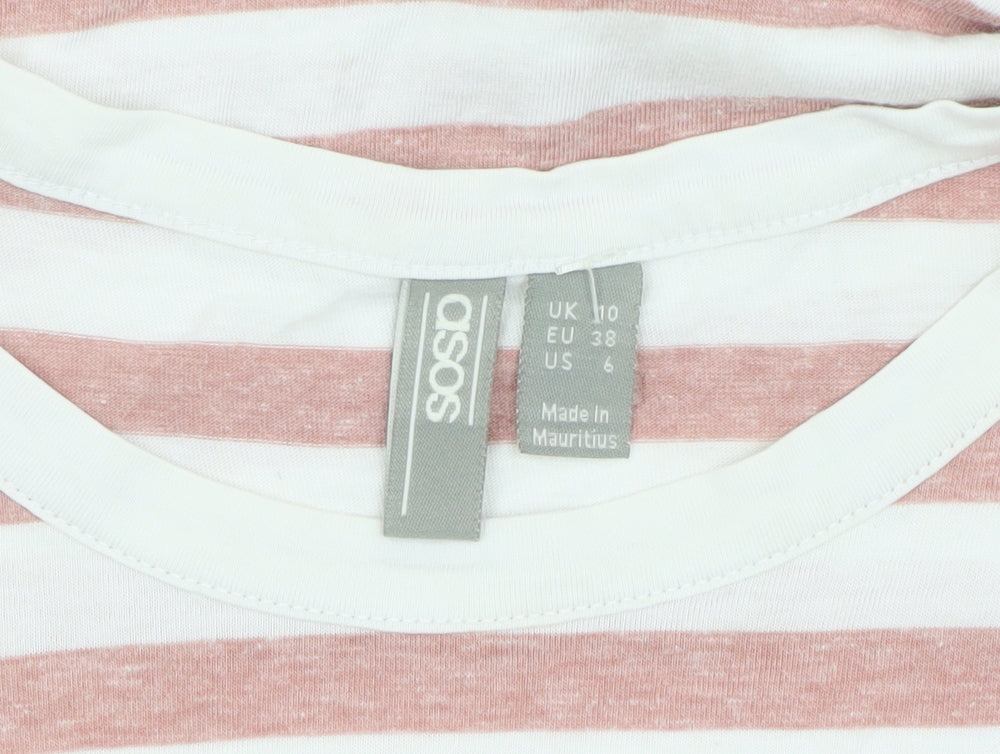 ASOS Women's Pink Striped T-Shirt Dress, Size 10