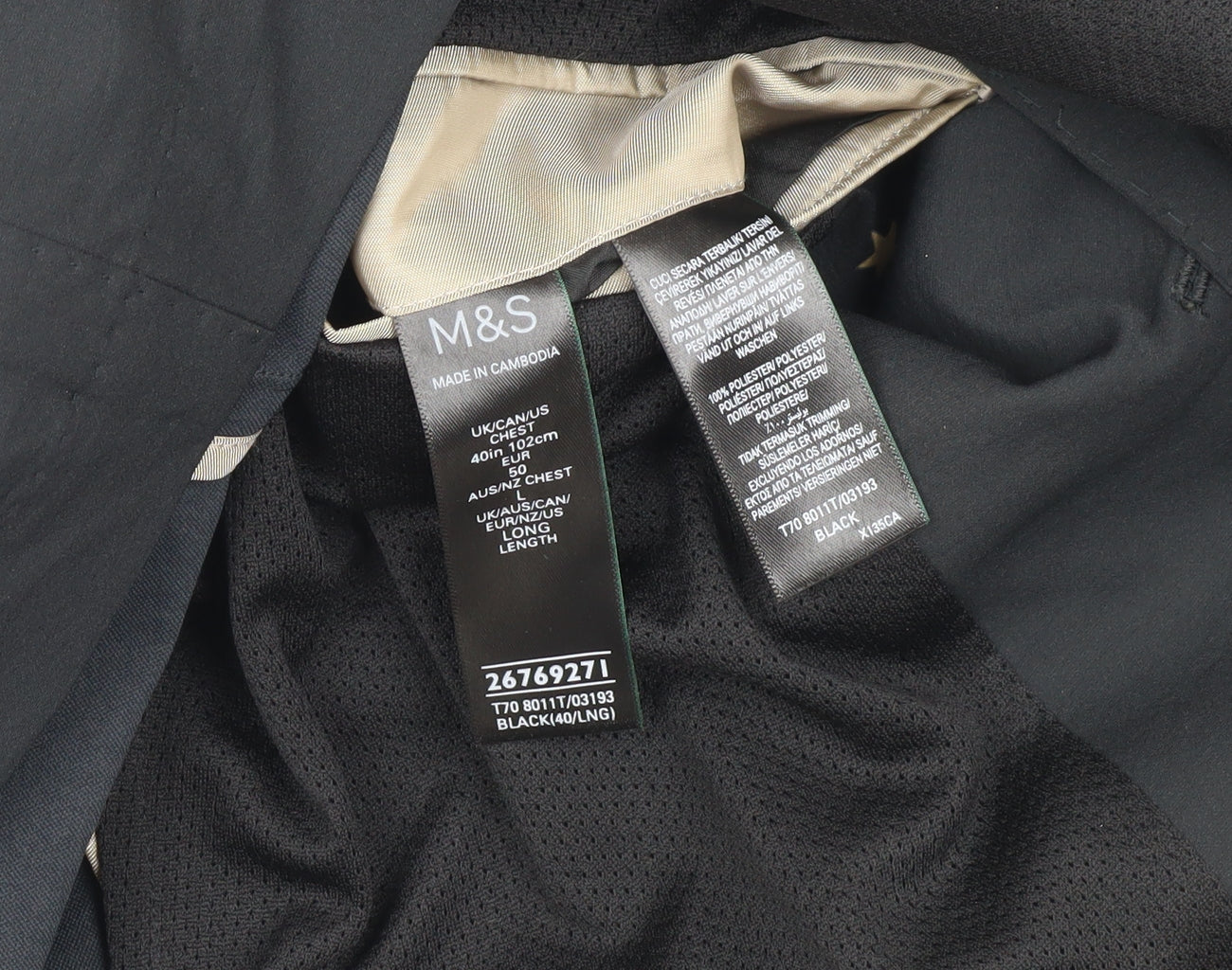 Marks & Spencer Men's Black Blazer, 40 Long, Formal