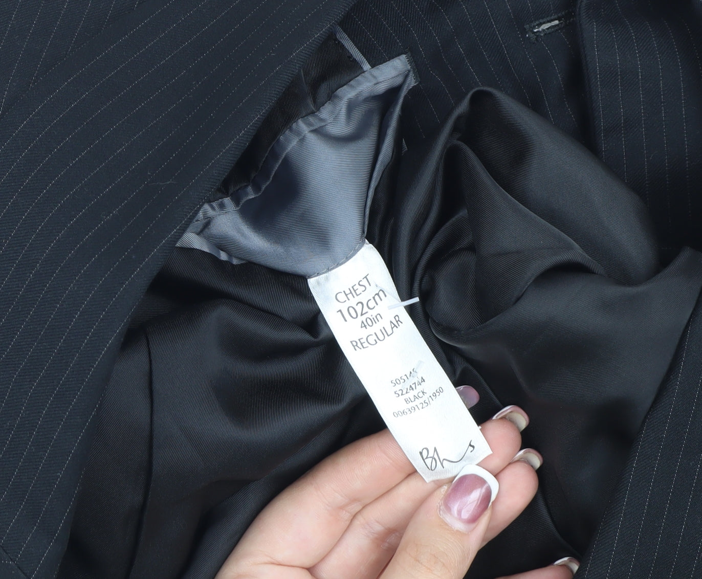 Jack Reid Men's Black Striped Blazer 40R