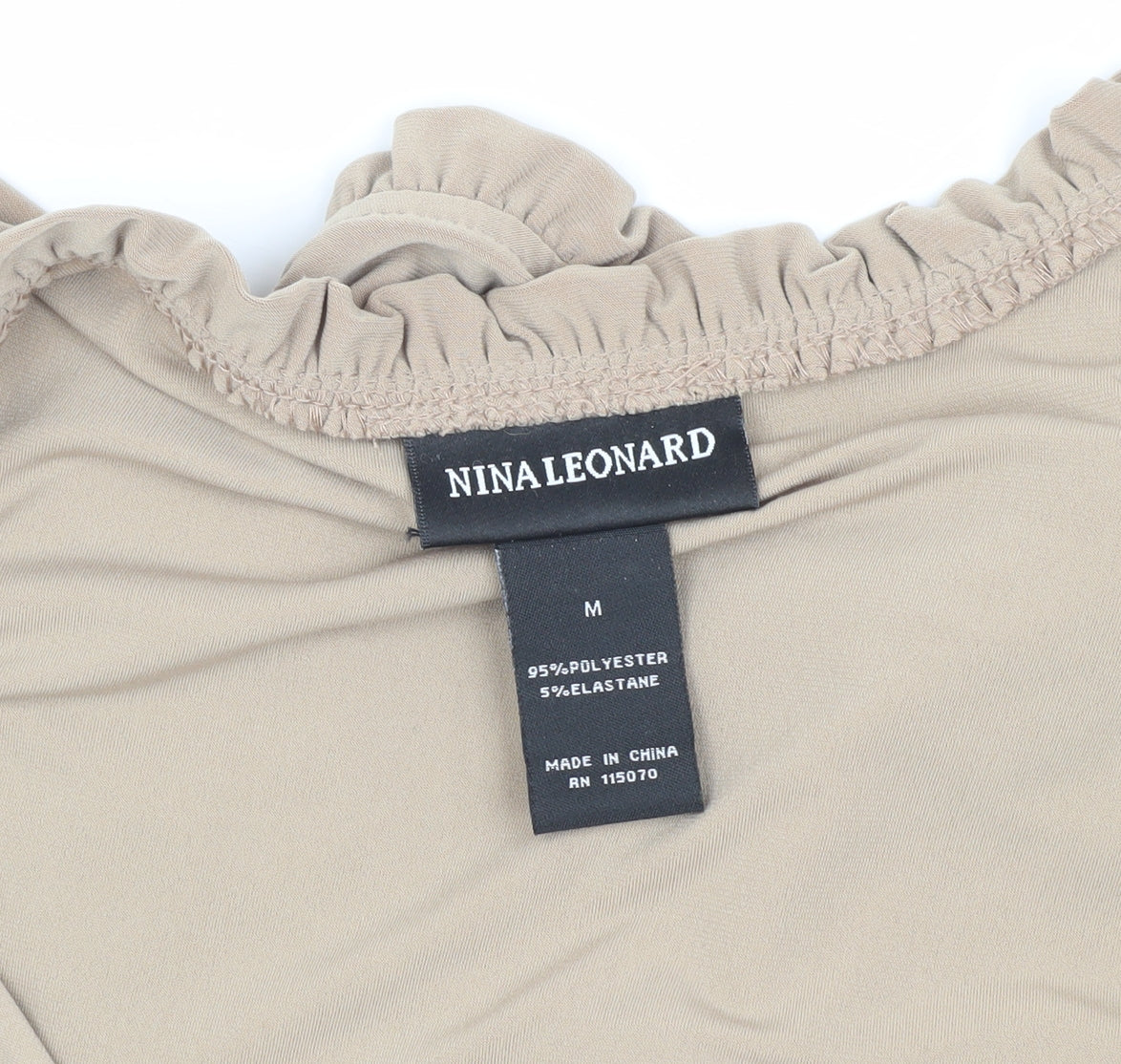 Nina Leonard Women's Beige Wrap Blouse, Size M