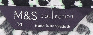 Marks & Spencer Women's Black Animal Print Dress Size 14
