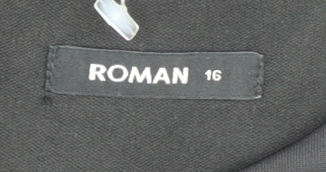 Roman Women's Black Floral Sheath Dress Size 16