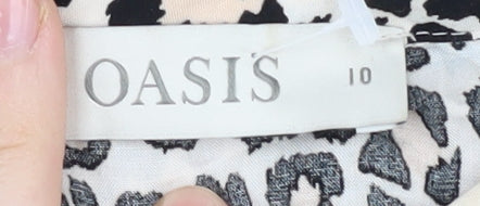 Oasis Women's Black Animal Print Top Size 10