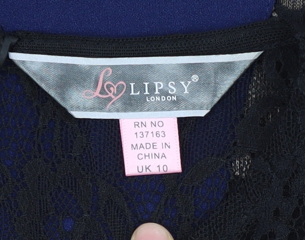 Lipsy Women's Blue Bodycon Dress Size 10 Long Sleeve
