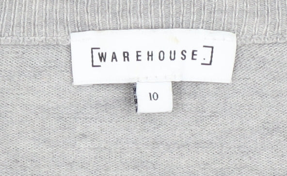 Warehouse Women's Grey Pullover Jumper, Size 10, Beaded Accents