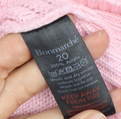 Bonmarché Women's Pink Crew Neck Pullover Jumper