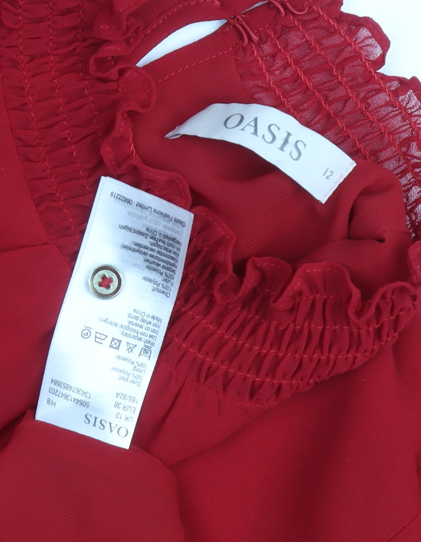 Oasis Women's Red A-Line Knee Length Dress