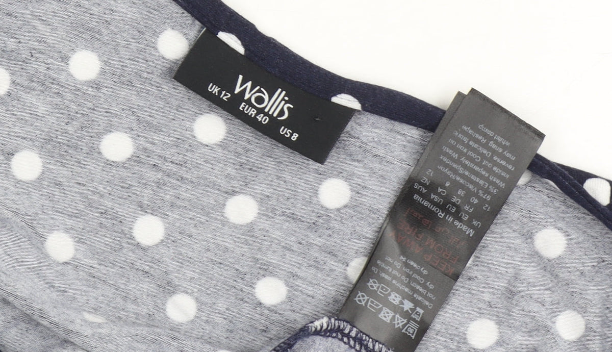 Wallis Women's Blue Polka Dot Midi Bodycon Dress Size 12