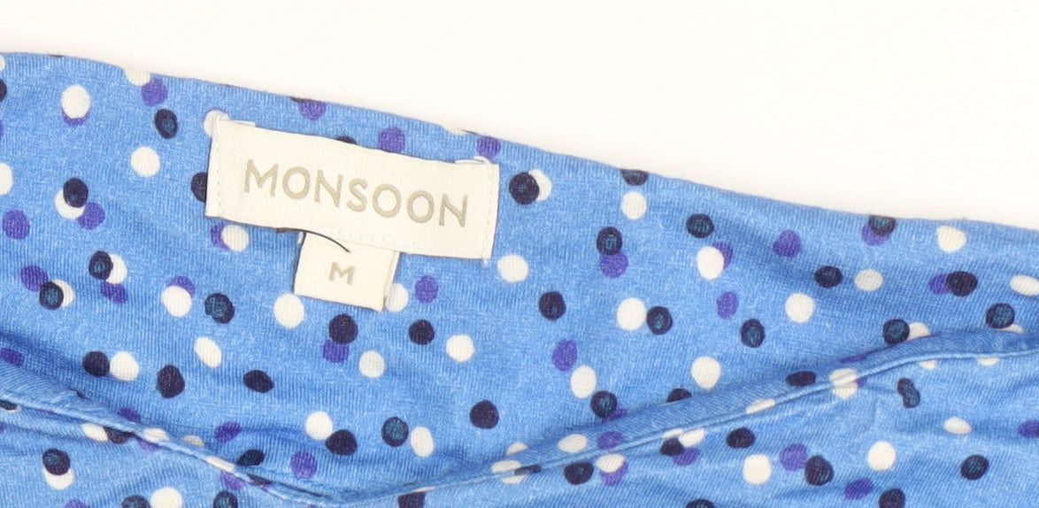 Monsoon Women’s Blue Polka Dot Puff Sleeve Top