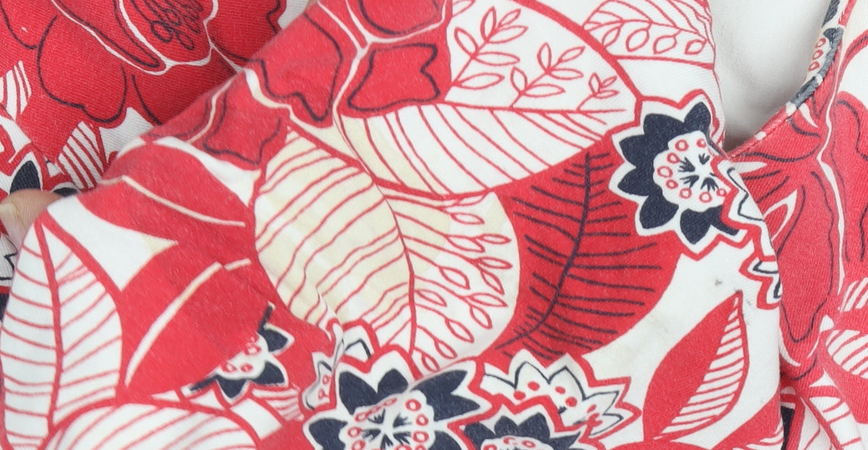 Dash Women's Red Floral Tunic Blouse Size 12