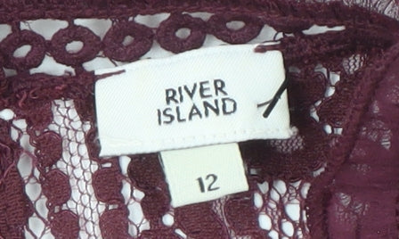 River Island Women's Purple Lace Blouse, Size 12