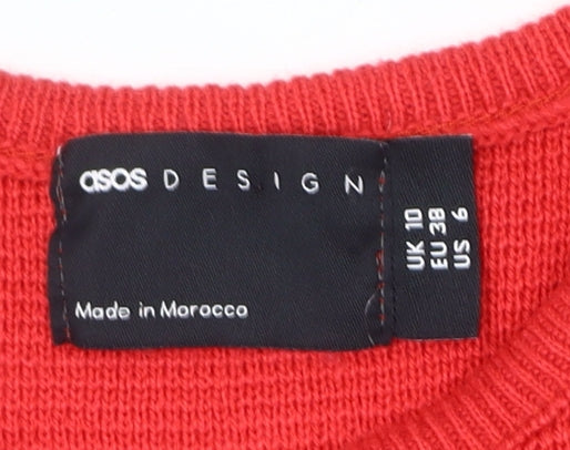 ASOS DESIGN Women's Red Tank Dress, Size 10, Stretch Knit