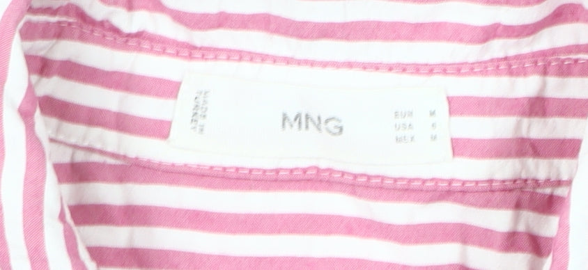 MNG Men's Pink Striped Button-Up Shirt, Medium