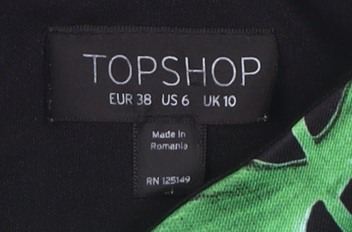 Topshop Women's Green Floral Crop Top, Size 10, Summer Style