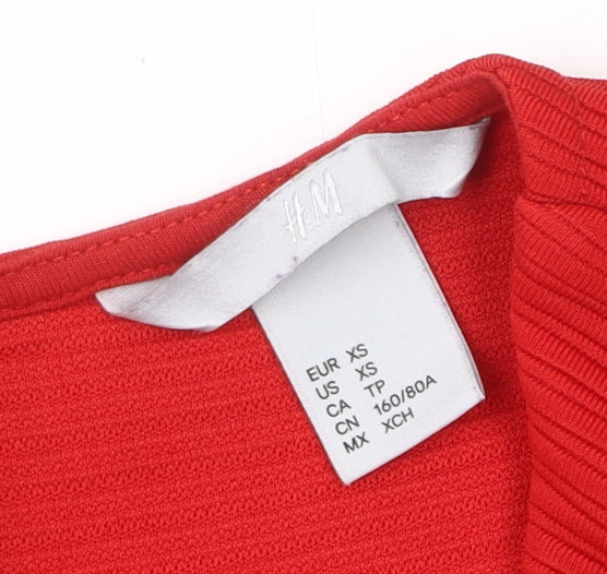 H&M Women's Red XS Kneel Length Sheath Dress