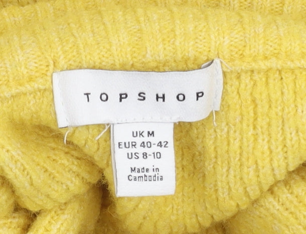 Topshop Women's Yellow Roll Neck Pullover Jumper, M