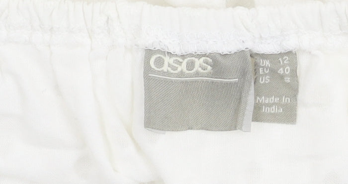 ASOS Women's White Off Shoulder Cropped Top, Size 12