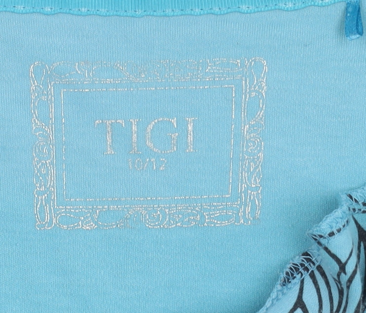 TIGI Women's Blue Floral 3/4 Sleeve Top Size 10