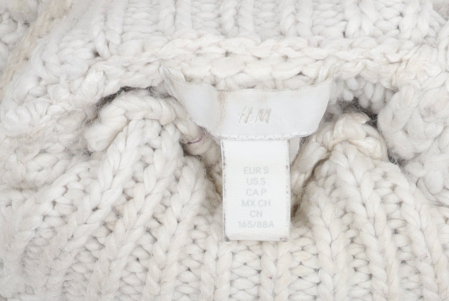 H&M Women's White High Neck Pullover Jumper, Size S