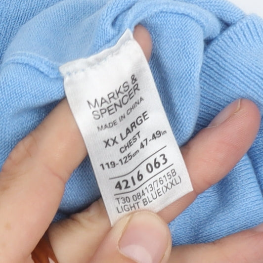 Marks & Spencer Blue V-Neck Men's Pullover XL Jumper