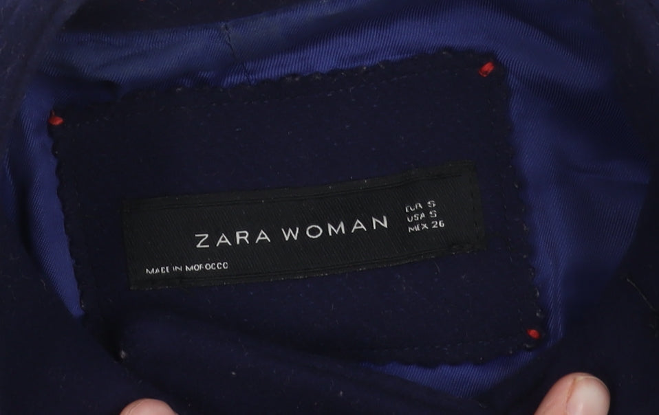 Zara Woman Blue Military Jacket Wool Size S