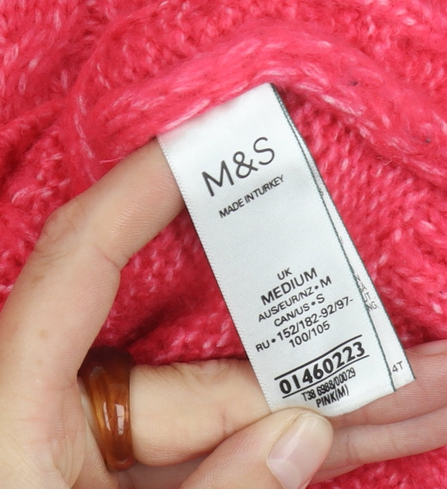 Marks & Spencer Women's Pink V-Neck Pullover Jumper M