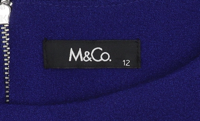 M&Co Women's Blue Size 12 Knit 3/4 Sleeve Dress