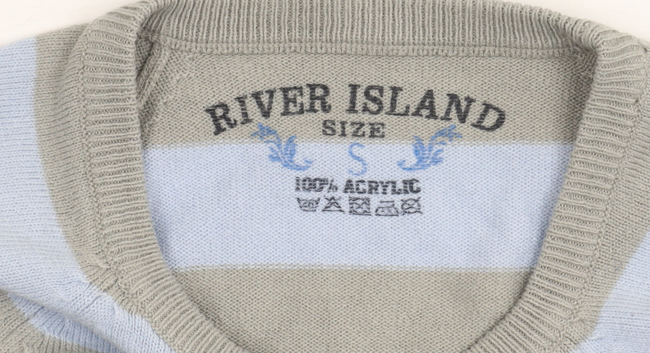 River Island Grey Blue Striped Pullover Jumper S