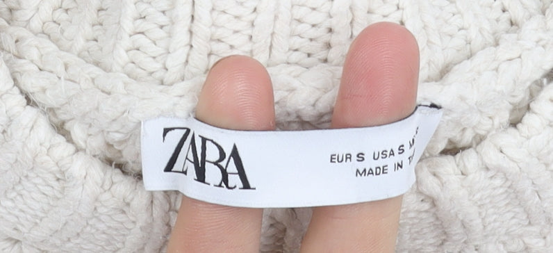 Zara Women's Ivory Open-Knit Pullover Jumper S