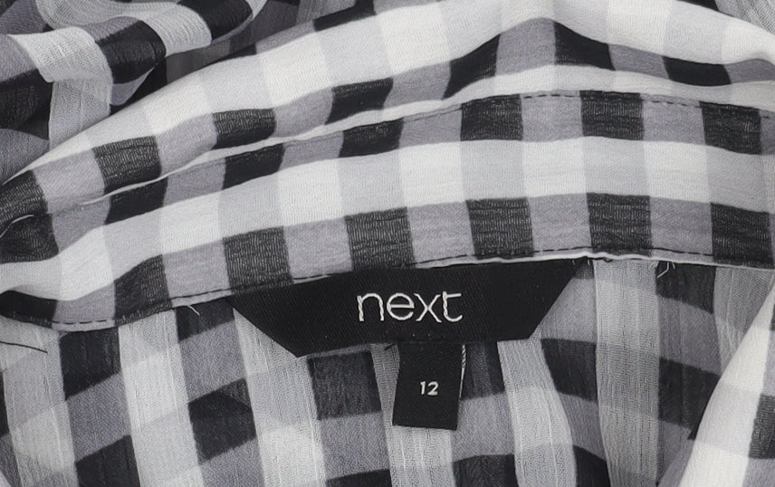 Next Women's Black Check Blouse, Size 12