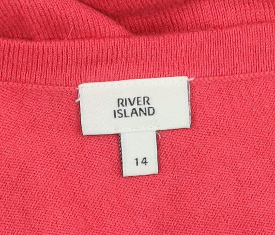 River Island Women's Red Cold Shoulder Jumper Size 14