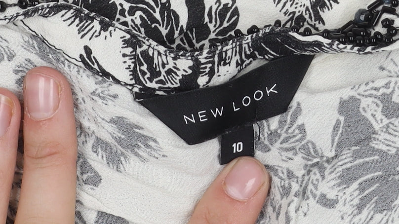 New Look Women's Black Open Front Cardigan, Size 10, Floral Pattern