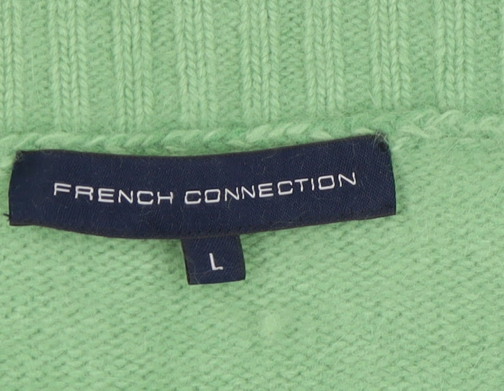 French Connection Women's Green Open Front Cardigan L, Casual Knitwear