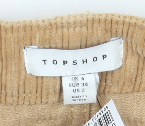 Topshop Women's Beige Short Corduroy Skirt Size 6