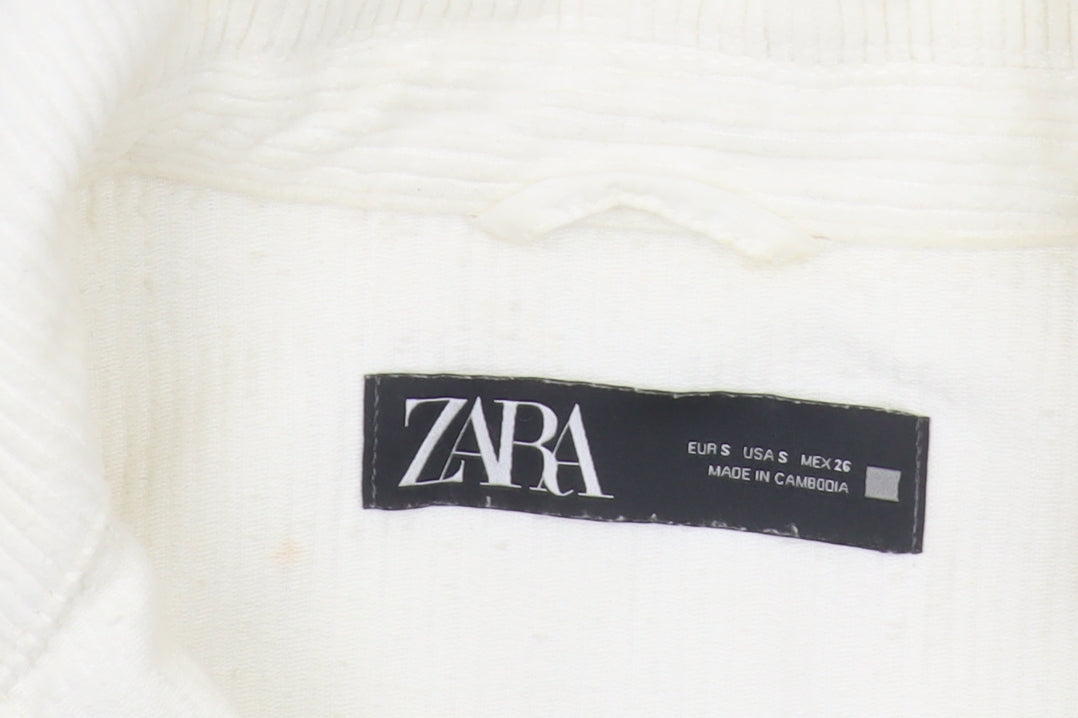 Zara Women's Ivory Corduroy Jacket S Casual