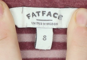 FatFace Women's Red Striped T-Shirt Size 8
